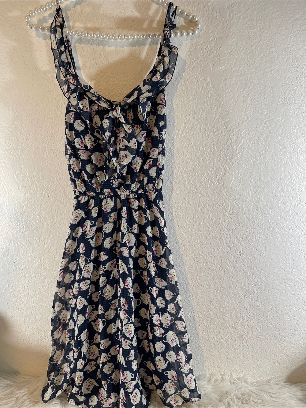 Disney LC Lauren Conrad Floral Teacup/Teapot Navy Sundress Size Large